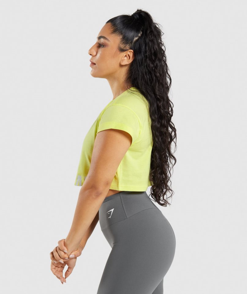 Przycięte Topy Gymshark Fraction Damskie Żółte | PL 831GRY